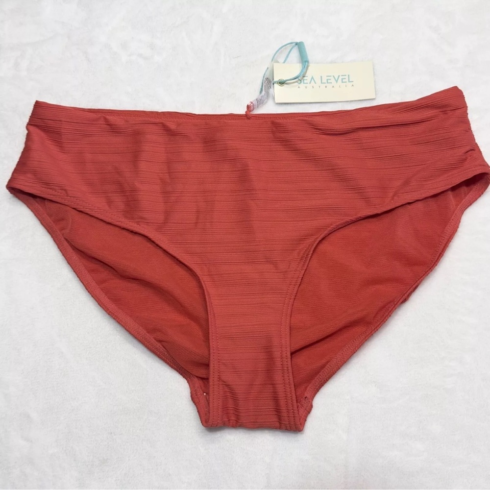 Sea Level Mid Bikini Bottoms Orange Size 8 Casablanca Ribbed NWT